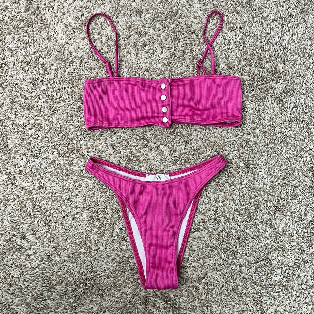 Missguided high leg bandeau bikini swim set